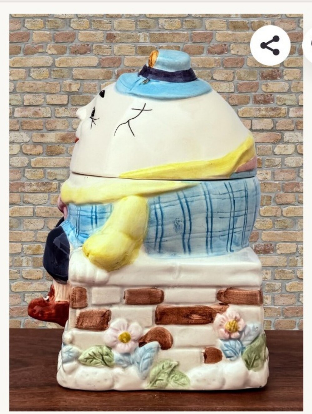 Vintage Ceramic Humpty Dumpty Cookie Jar - Multicolor - Picture 3 of 11